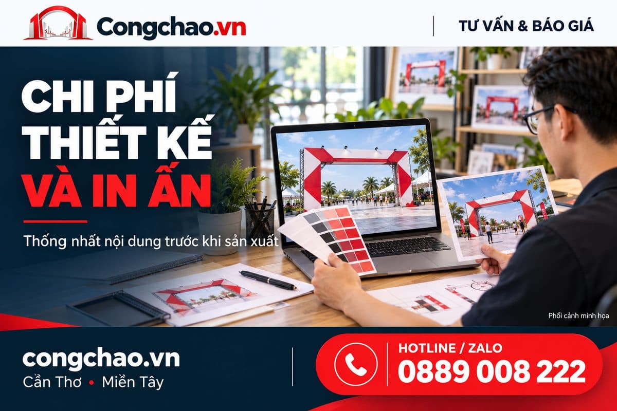 Phối cảnh thiết kế và in ấn nội dung cổng chào sự kiện