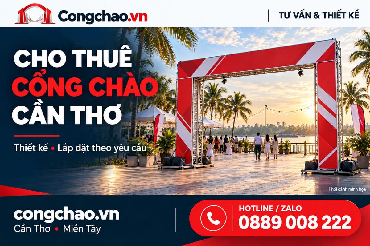Cho thuê cổng chào tại Miền Tây: Thiết kế, lắp đặt theo yêu cầu