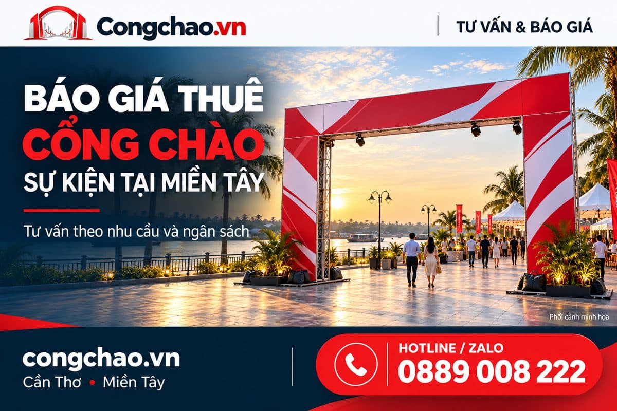 Báo giá thuê cổng chào sự kiện tại Miền Tây: Các hạng mục và chi phí cần biết